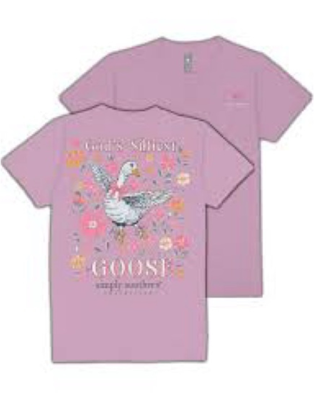 Simply Southern Youth Lavender 'God's Silliest Goose' Floral Graphic Tee